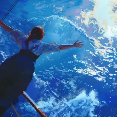 Titanic - plakat z romantyczną sceną z filmu